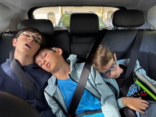 Worn out from Paris. On our way to Dordogne Valley!