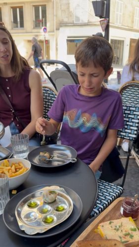 French Meal: Nate dreading escargot